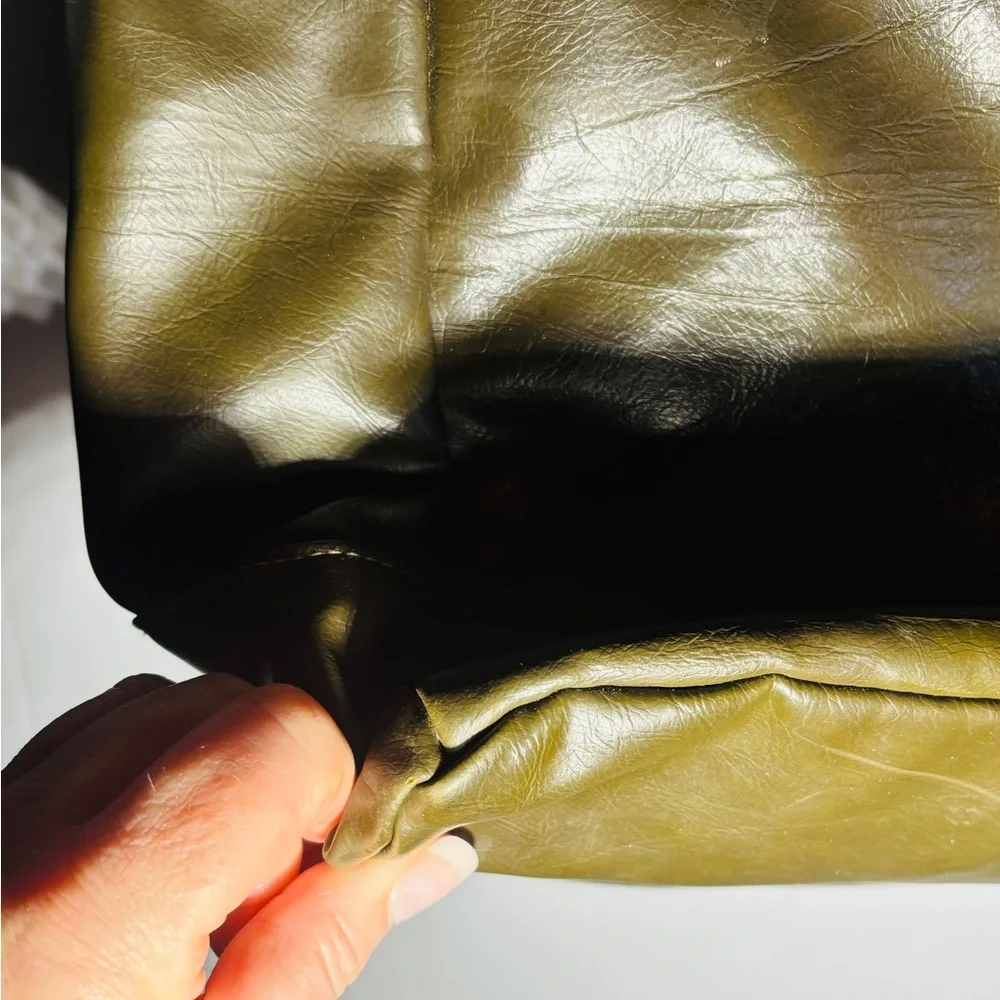 Dark Green Faux Leather Diaper Bag Large Baby Tote Multi Pocket Shoulder Bag